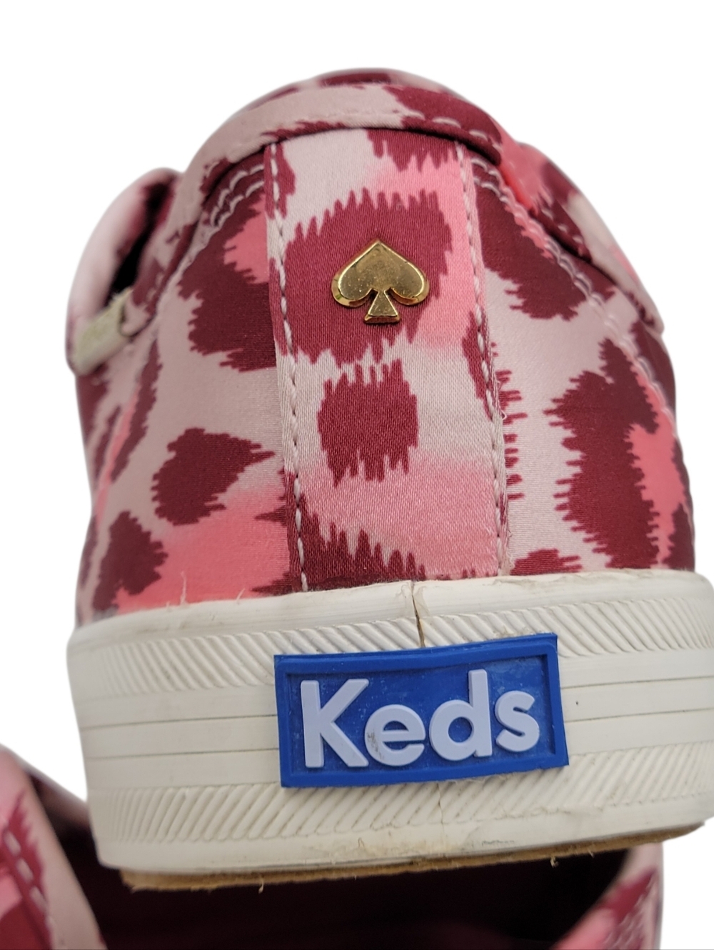 Keds Kate Spade Sneakers Women Size 7 Pink Burgundy Satin Velvet Shoelaces Logo - Picture 10 of 13